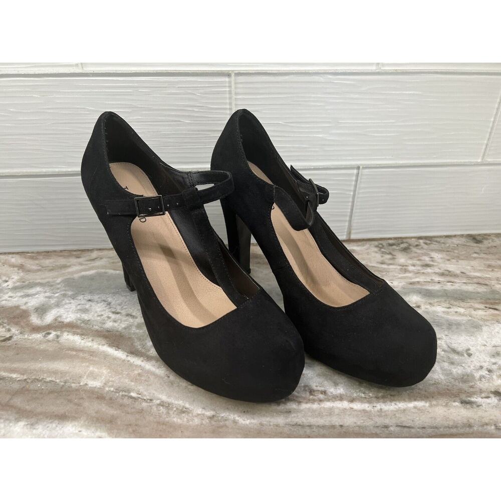 Torrid Black Velvet Mary Jane T Strap Platform Pump Heels Size 10